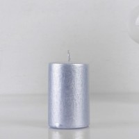 Свеча - цилиндр, 4х6 см, 9 ч, серебро