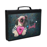 Папка-пенал для труда А4, 340 х 240 х 30 мм, с ручкой, молния вокруг, "Love is", ламинированный картон (объемный 3D-рисунок с эффектом металлика)