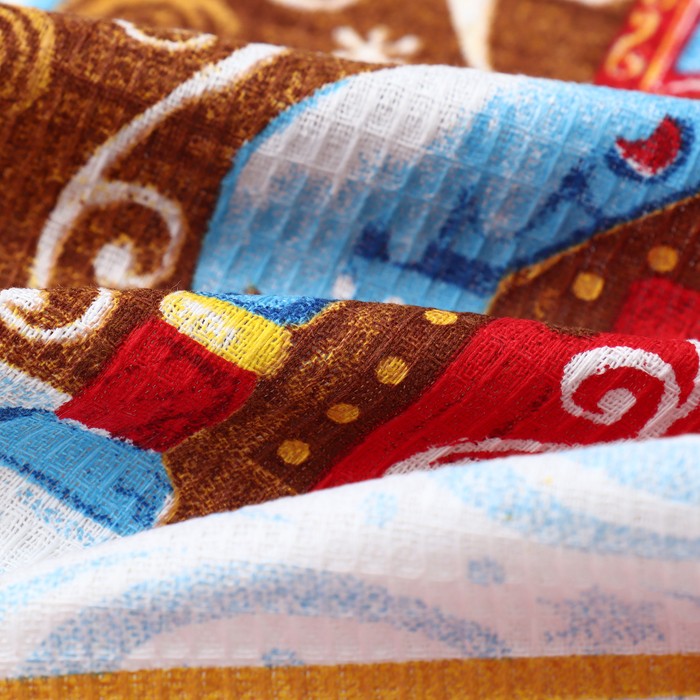 Набор новогодних кухонных полотенец Доляна «Пряничный домик» 35х60см-2 штуки, 100% хлопок