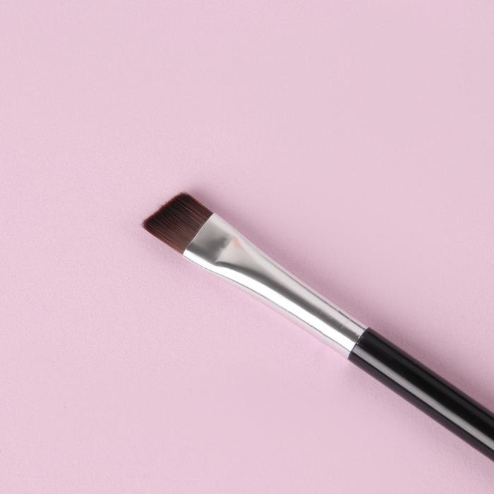 Кисть для макияжа, двусторонняя, с щёточкой, 18 см, цвет чёрный