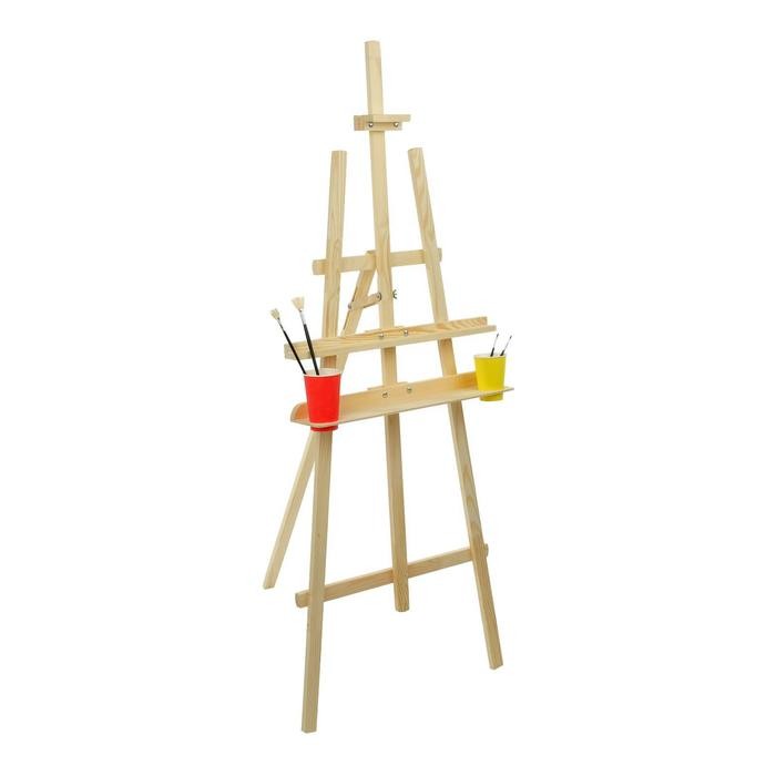 Мольберт тип «Лира» 175×62 см, (полка 60×12 см, с двумя подстаканниками), с бегунком, неокрашенное дерево, Calligrata №7