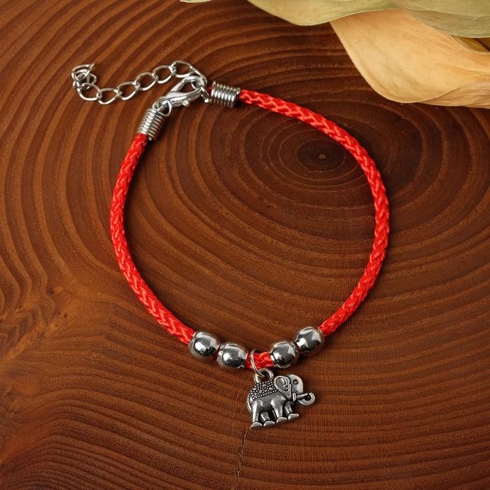Браслет-оберег «Красная нить» талисман защиты, процветание и успех, цвет чернёное серебро, 20 см