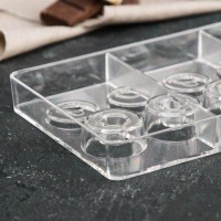 Форма для шоколада и конфет «Бабл», 10 ячеек, 20×12×2,5 см, d=2,5 см, d=2,7 см