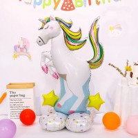Воздушный шар фольгированный 55" «Большой единорог», на подставке, под воздух