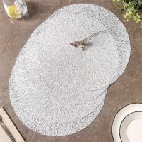 Набор салфеток сервировочных на стол Доляна «Соломка», d=38 см, 4 шт, цвет светло-серый