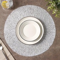 Набор салфеток сервировочных на стол Доляна «Соломка», d=38 см, 4 шт, цвет светло-серый