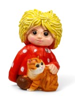 Садовая фигура из полистоуна «Домовой с котом», 39×26×28 см