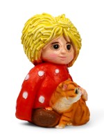 Садовая фигура из полистоуна «Домовой с котом», 39×26×28 см