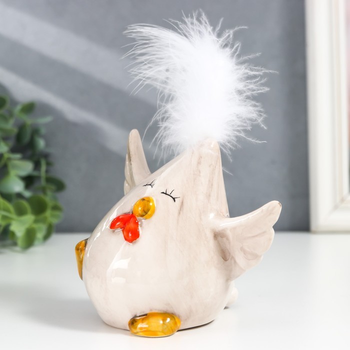 Сувенир керамика "Курочка с хохолком" 10,2х8,8х9 см