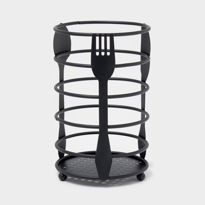 Сушилка для столовых приборов Доляна, 10.5×10.5×16 см, чёрная