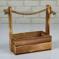 Подарочный ящик «Аром», деревянный, ручка - канат, цвет обожжённое дерево, набор 3 шт.