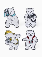 Набор значков (4 шт.) «Медведи», цветной в чёрном металле