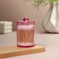 Органайзер для для ватных палочек, с крышкой, d=6.7×10.5 см, розовый