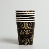 Набор бумажной посуды Happy party, 6 тарелок, 6 стаканов, 1 гирлянда