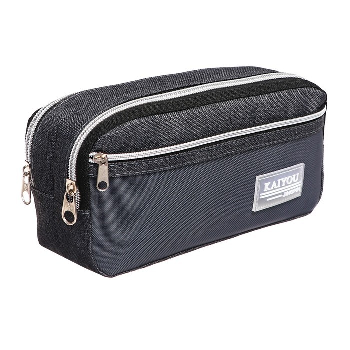 Пенал мягкий 3 отделения, 130 х 210 х 100 мм, объёмный, Calligrata, серый