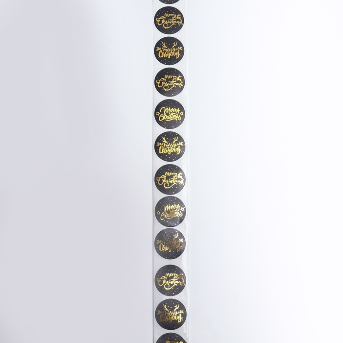 Наклейки c тиснением  в рулоне   "С Рождеством!", 500 шт,2,5 х 2,5 см