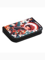 Пенал 1 секция 140 х 210 х 40 мм, откидной карман и косметичка, тканевый, Calligrata TOP Content "Аниме огонь"