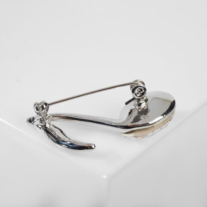 Брошь «Нота» из симфонии, белая в серебре