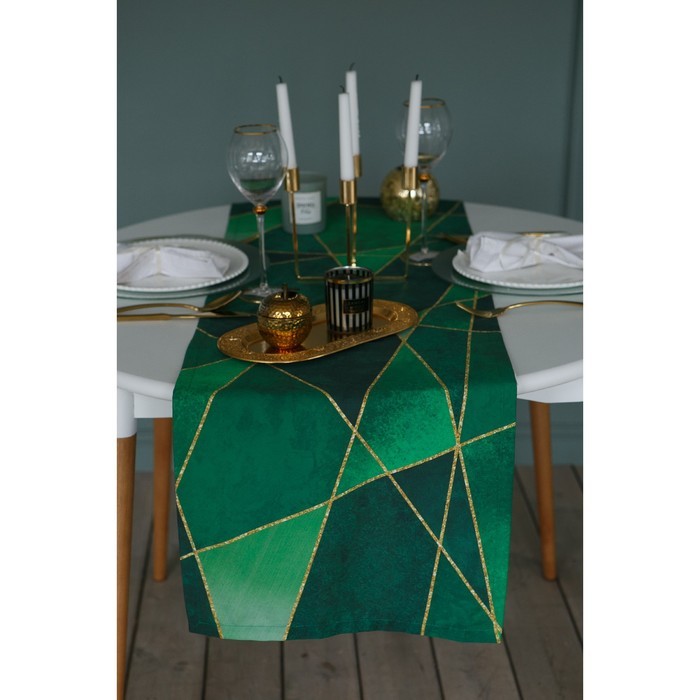 Дорожка на стол «Этель» Изумруд 40х146 см