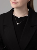 Бусы «Цепь» блеск шамбала, ассорти, шар №12, белые в серебре, 80 см