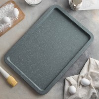 Противень Доляна «Элин Мрамор. Прямоугольник», 48×34×1,8 см, антипригарное покрытие, цвет серый