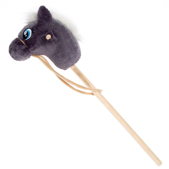 Мягкая игрушка «Конь-скакун», на палке, МИКС, серая