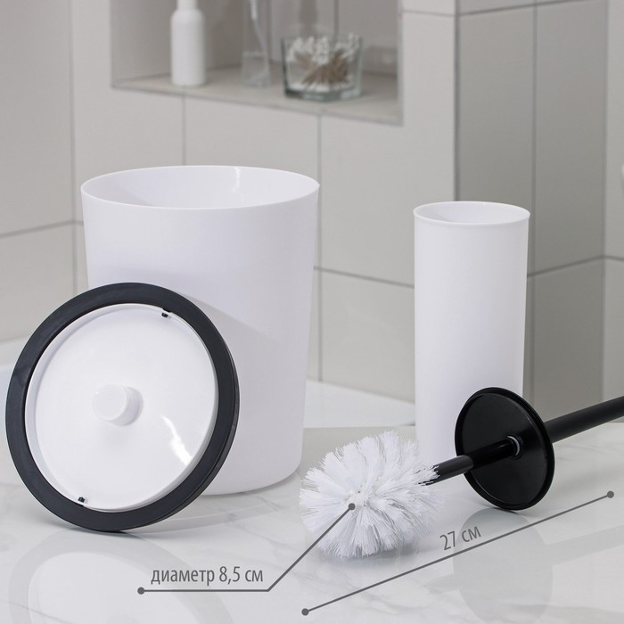 Набор для ванной «Лайт», 6 предметов (мыльница, дозатор, 2 стакана, ёрш, ведро), цвет белый