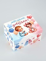 Бум-коробка сюрприз «Гендер-пати, розовый наполнитель», 18×13.5×11 см, подарочная упаковка