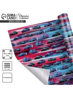 Бумага упаковочная глянцевая «Машинки», 70×100 см