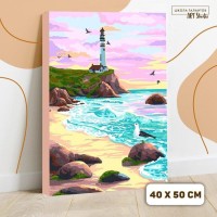 Картина по номерам на холсте с подрамником «Маяк на закате», 40 х 50 см