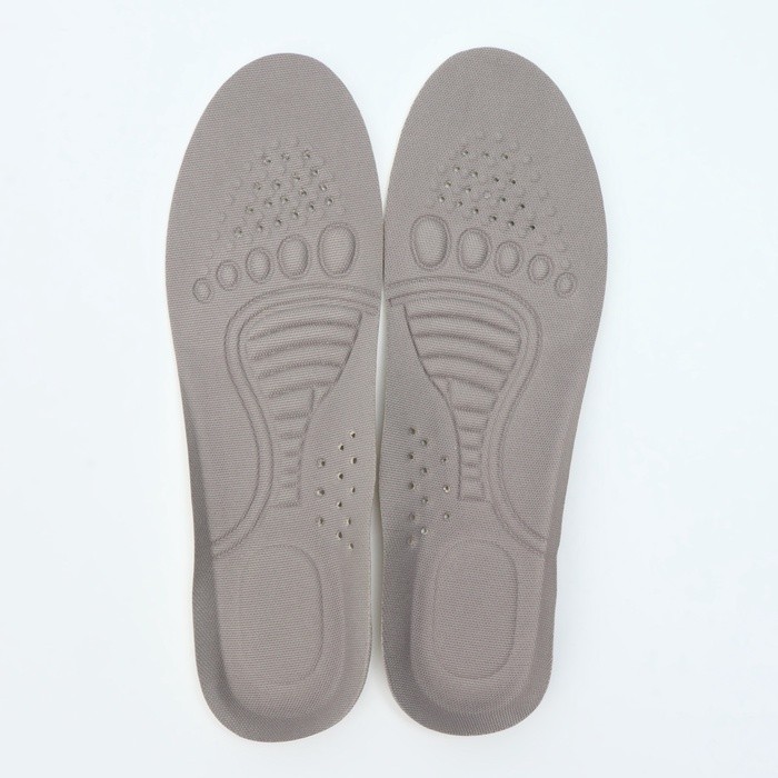 Стельки для обуви, спортивные, универсальные, амортизирующие, дышащие, р-р RU до 46 (р-р Пр-ля до 46), 29 см, пара, серые