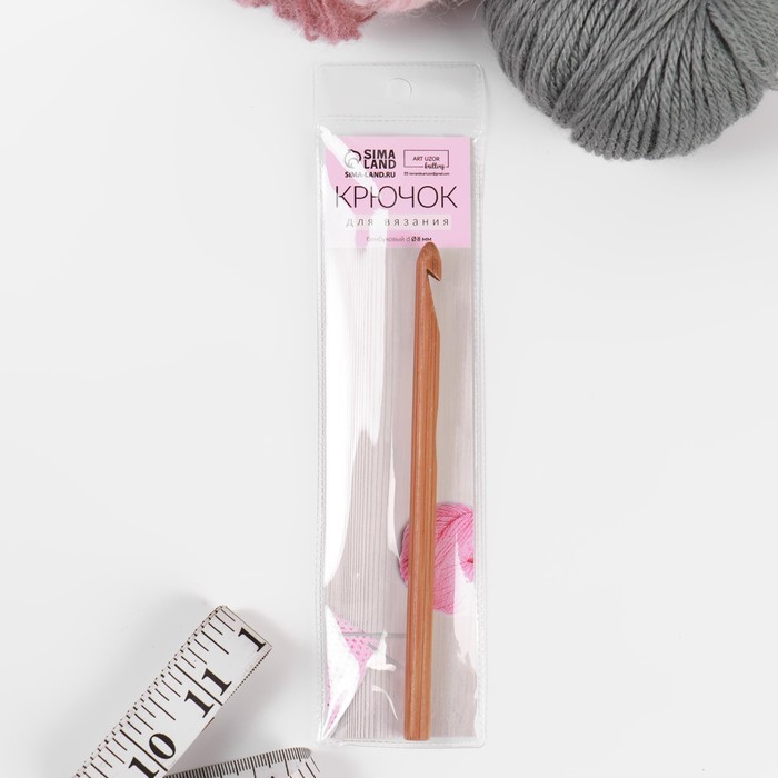 Крючок для вязания, бамбуковый, d = 10 мм, 15 см Крючок для вязания, бамбуковый, d = 10 мм, 15 см