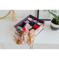 Органайзер для хранения белья Доляна «Астра», 12 ячеек, 32×24×12 см, коричневый