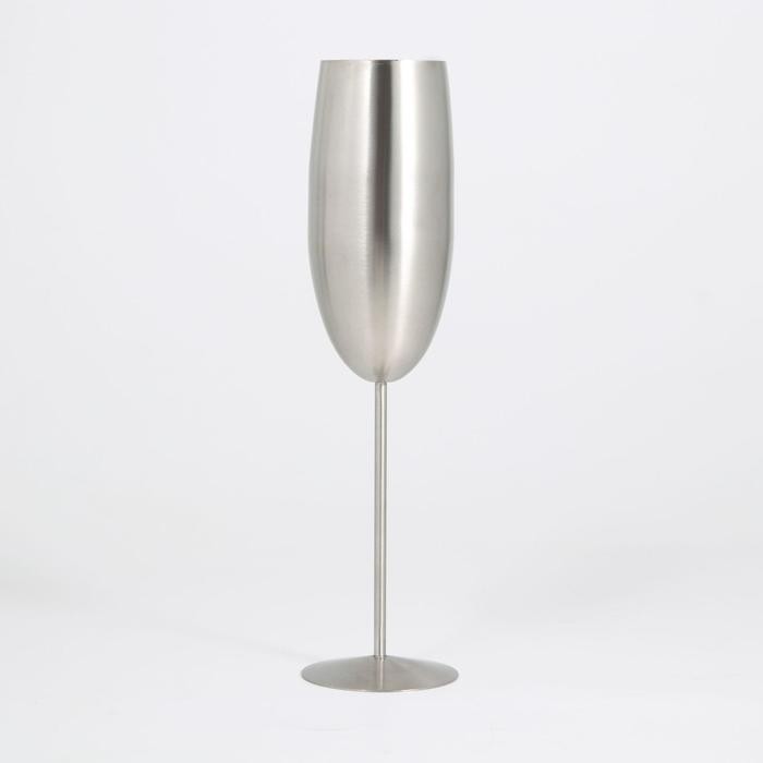 Бокал флюте, 300 мл, 25×6,5 см, для коктейлей, глянцевый, цвет серебряны