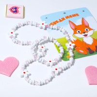 Набор детский «Выбражулька» 2 предмета: бусы, браслет, трафарет лисёнок, цвет бело-розовый