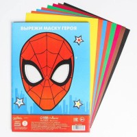 Картон цветной немелованный, А4, 8 л. 8 цв., Человек-паук