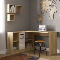 Стол письменный «Клик Мебель. СПЛ - 1», 1350×1238×750 мм, цвет дуб сонома/белый глянец