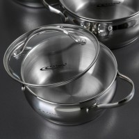 Набор кастрюль «Медея», 3 предмета: 1,6 л, 2,2 л, 3,2 л, капсульное дно, стеклянные крышки