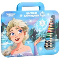 Цветные карандаши, 12 цветов, трехгранные, «Холодное сердце»