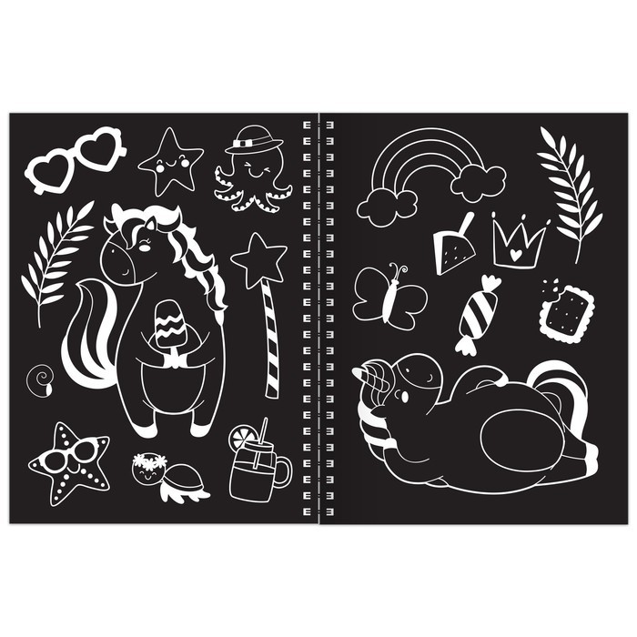 Гравюра для девочек «Пони», творческая книга 14 стр., голографический фон, со штихелем