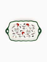 Блюдо керамическое «Новогодние олени», 23×13×2.5 см, ручная работа