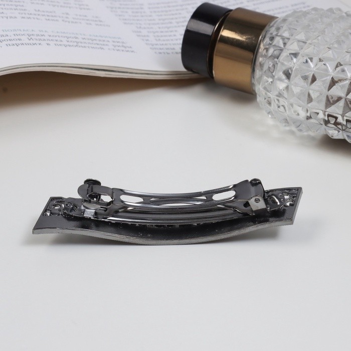 Заколка-автомат для волос "Лолита" прямой, 8 см, тёмное серебро