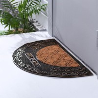 Коврик придверный полукруглый Доляна «Welcome», 44×74 см, узорный