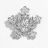 Брошь новогодняя «Снежинка» цветочная, цвет белый в серебре