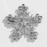 Брошь новогодняя «Снежинка» цветочная, цвет белый в серебре