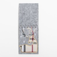 Конверт для столовых приборов «Олень» 8,5х21 см, 100% п/э, фетр, цвет серый