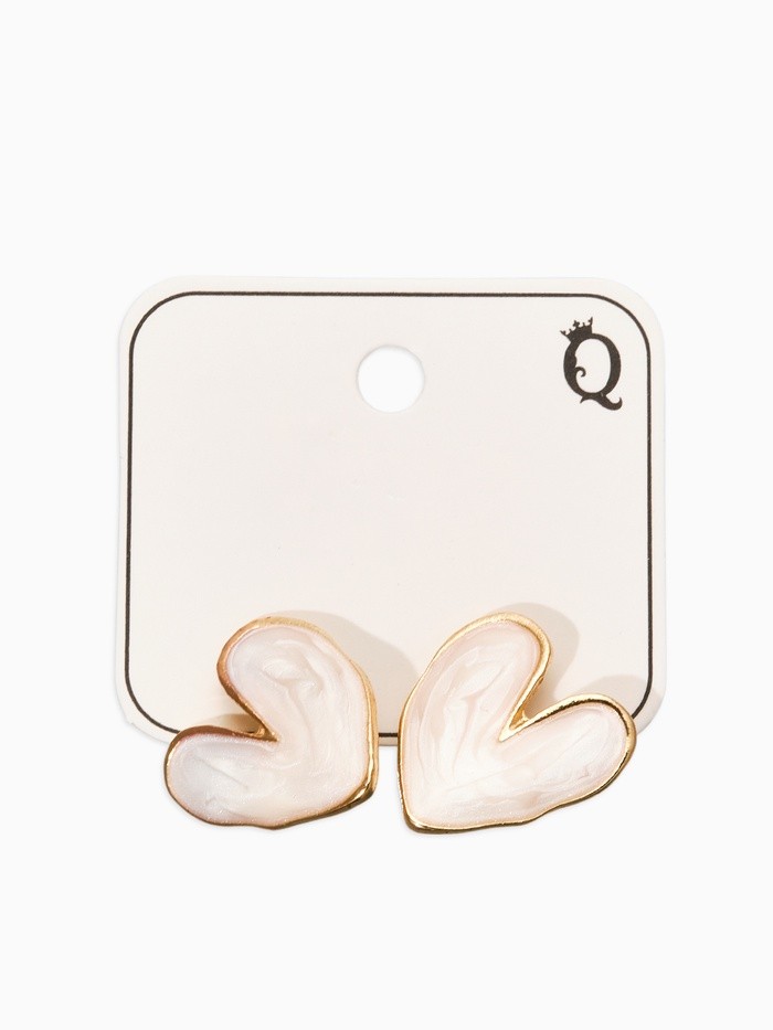 Серьги «Сердечки перламутровые», белые в золоте