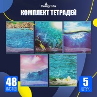 Комплект тетрадей из 5 штук, 48 листов в клетку, Calligrata «Океан»