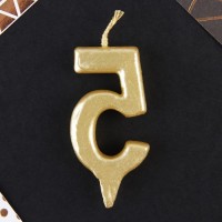 Свеча в торт цифра "5" золото