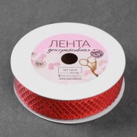 Лента фигурная «Ромбы резные», 25 мм, 9 ± 0,5 м, цвет красный